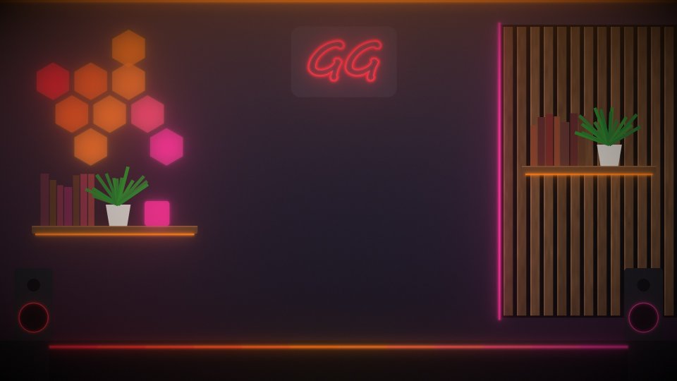 Fundo neon vermelho com letreiro GG